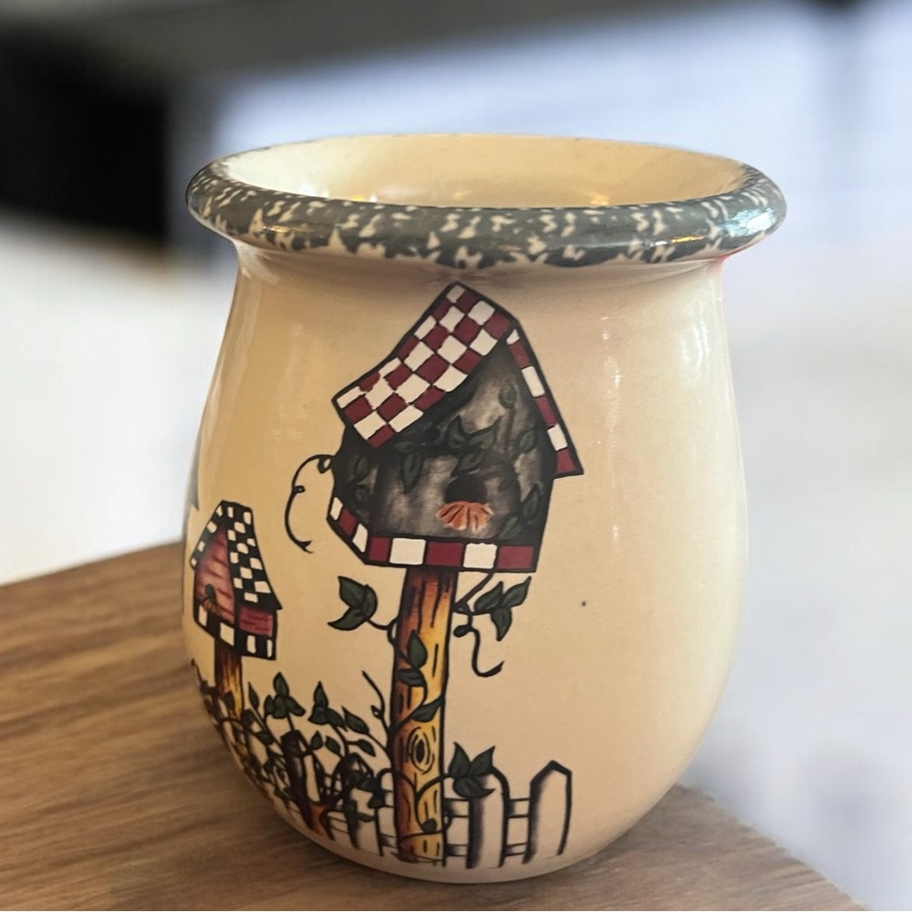EUC~ 2000 Home & Garden Party
Stoneware Birdhouse Utensil
Holder USA Vintage